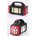 USB Rechargeable Flashlight Solar LED Light with COB Work Light 4 Gear Charge Mobile Phone Camping Lamp ,2678 Rose Red. 