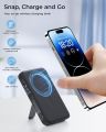 BENKS Magnetic Power Bank 6000mAh Foldable Kickstand Wireless Portable Charger 15W Wireless Charging. 