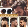 Sutuiying 1pcs Beard Brush Boar Bristles Small and Round Walnut Luxury Wood Beard Grooming Brush for Men's Shaping Tool. 