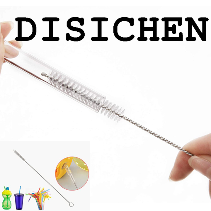 DISICHEN Bargain price 10pcs 6mm Drinking Straws Cleaning Brushes Stainless Steel Soft Hair Glass Tube Cleaner Reusable Straw Bottle Cleaning Tools