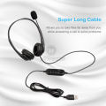 Wiresto Call Center Headset Over the Ear Headphone Stereo Headset Noise Cancelling Headphone PU Leather Earmuff with 360?Rotation Microphone for Computer Phones Desktop Boxes. 