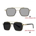 Changeable Glass Black/Without Case/Golden Black Metal Frame Sunglasses For Men. 