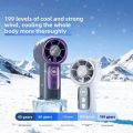 Small 199 Speeds TEC Cooling Handheld Fan Charging High-speed Ice Cold Air Mini Fan Quiet Digital Display Portable Handheld Fan Camping. 