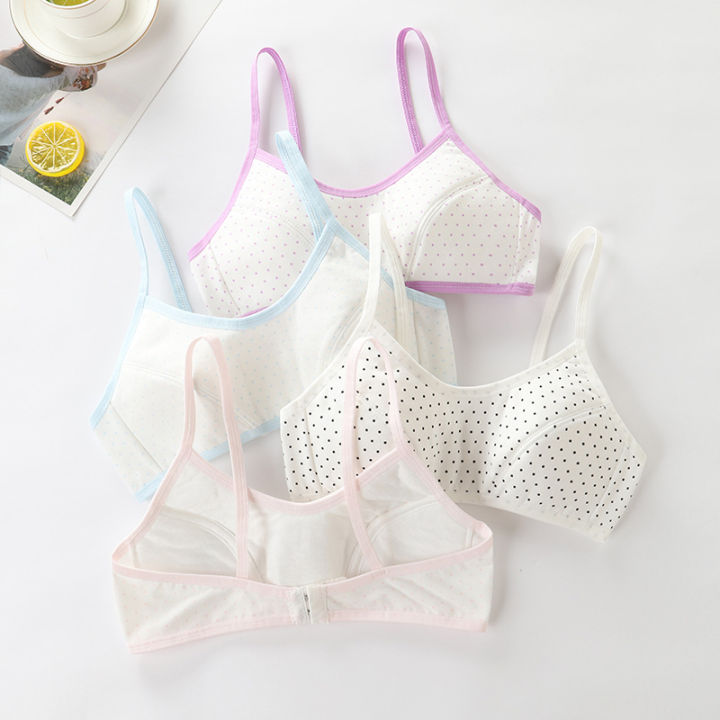Short Breathable Bra Training Girls Kids Girls Lot/Piece Profesional 4 Bra Lingerie Cotton Bra Dot Design Teen Girl Top