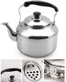 6L Whistling Tea Kettle Stainless Steel Teapot with Ergonomic Handle Induction Compatibility Large Capacity Quick Heating Stove-top Tea Coffee Pot Kitchen Craft Induction Stove Top Camping Kettle, for Home, Office, Outdoor. 