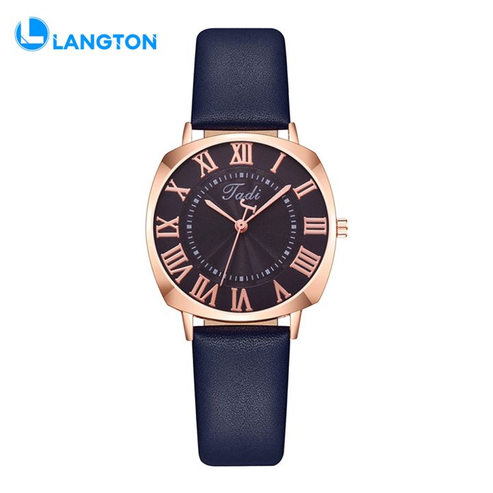 Langton%20Women%20Watch%20Quartz%20Movement%20Round%20Dial%20Roman%20Number%20Alloy%20Faux%20Leather%20Strap%20High%20Accuracy%20Lady%20Wristwatch%20Dating%20Anolog%20Watch%20-%20Image%202