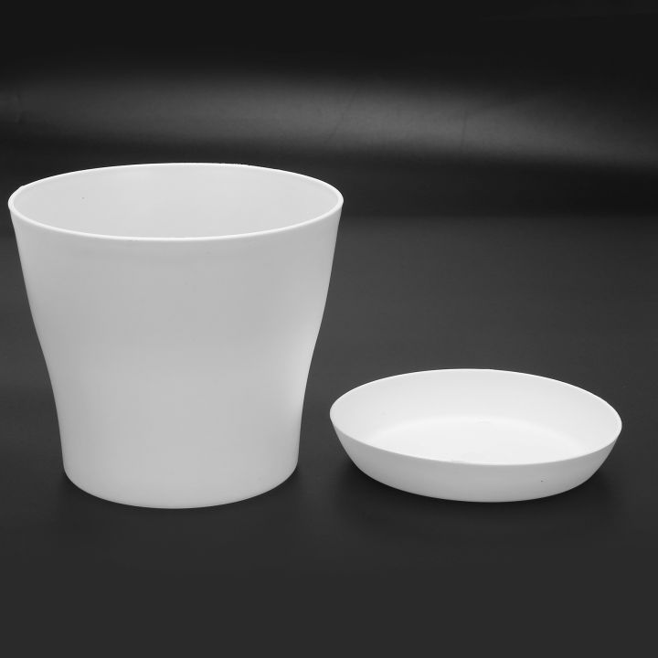 fasdaga%205X%20Plastic%20Plant%20Flower%20Pot%20Planter%20with%20Saucer%20Tray%20Round%20Gloss%20Home%20Garden%20Decor,%20White%20Upper%20-%2017cm/6.69inch%20-%20Image%205