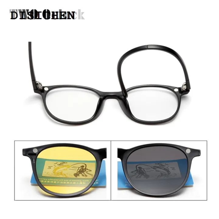 DISICHEN%202025%20New%20TWO%20Oclock%20Magnet%20Sunglass%20Women%20Men%20Polarized%20Lens%20Optical%20Spectacle%20Frame%20Clip%20On%20Glasses%20Men%20Round%20TR90%203D%20Night%20Vision%20A2245%20-%20Image%204