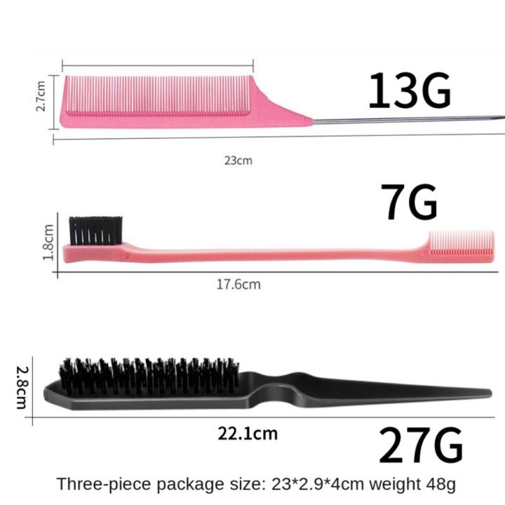 3Pcs%20Slicking%20Hair%20Brush%20Rat%20Tail%20Comb%20for%20Edge%20Back%20Grooming%20Slick%20Brush%20Set%20Teasing%20Brush%20Bristle%20Hair%20Brush%20-%20Image%202