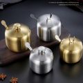 New Stainless Steel Seasoning Jar for Spices Sugar Salt Pepper with Lid Spoon Can Bottle Storage Box Multi-purpose Kitchen Gadget Condiment Shaker. 