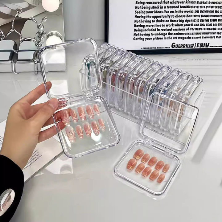 Empty Transparent Press On Nail Packaging Box Portable Plastic Nail Tips Case Yao Store