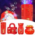 Portable Plastic Bubble Machine Red Electronic Bubble Blower Flash Lights Sounds Firework Machine Weddings. 