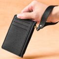 Thin Card Bag Simple Solid Color with Waist Lanyard Mini Wallet PU Card Holder Zipper Coin Purse Travel. 