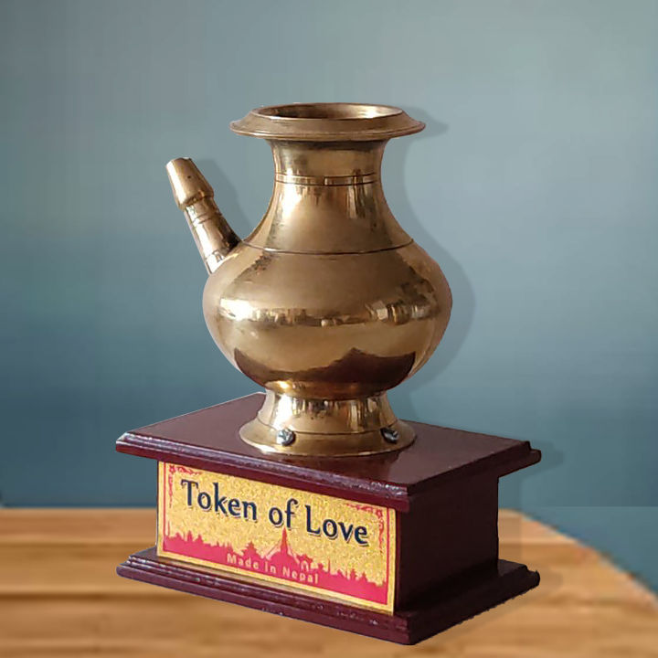 Traditional Nepalese water Jug  Karuwa With Wooden Stand