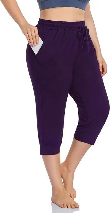 Personality%20High%20Waist%20Capri%20Sweatpants%20for%20Women%20Polyester%20Yoga%20Workout%20Gym%20Pocket%20Drawstring%20Slim%20Fit%20Cropped%20Joggers%20With%20Pocket%20-%20Image%203