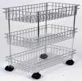 Stainless Steel Popular Basket Fruit and Vegetable Stand Basket Trolley, Kitchen Storage Rack (3 Layer) Kitchen Rack Dishrac. 
