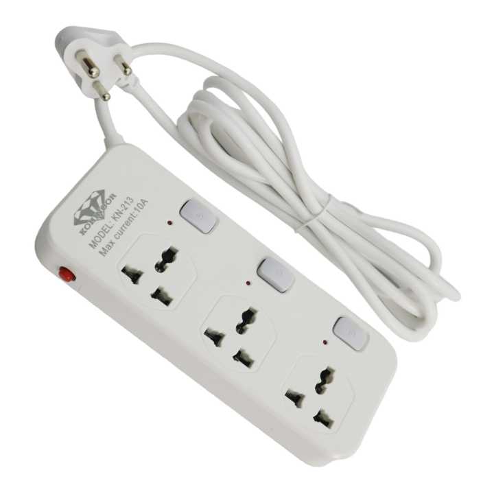 KOHINOOR Surge Protector 3 Port 2500W (10A) 3 Pin Universal Authentic Extension Multiplug for Personal & Official Uses 'KN-213'