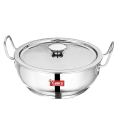 Airan Stainless Steel Kadhai Induction Bottom With Glass Lid Small. 