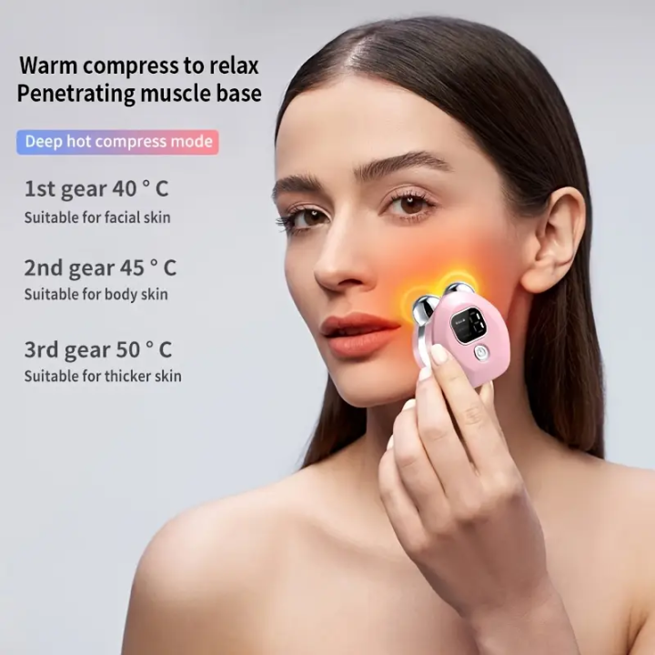 Hot Selling Rechargeable facial massager, 3 thermal vibration modes, women's portable skincare device, deep hot compress compression for mus