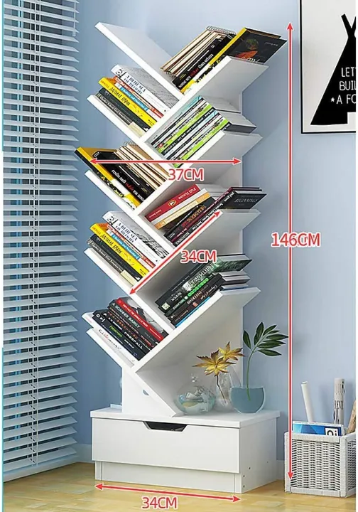 Kamakhya%20Decor%20Tree%20Bookshelf%20Bookcase%20Book%20Organizer%209-Tier%20Multipurpose%20Shelf%20Display%20Racks,%20white%20-%20Image%202