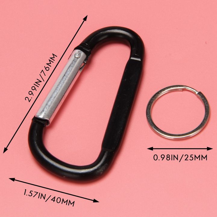 Kqueebee%2010PCS%203inch/8CM%20Aluminum%20Carabiner%20Clips,Premium%20D-Ring%20Caribeaner%20with%20Keyring%20for%20Home%20RV%20Camping%20Fishing%20Hiking%20Traveling%20Backpack%20and%20Keychain%20-%20Image%202