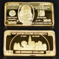 Room decoration USA 100 Dollar Bullion 24k Gold Bar American Metal Coin Golden Bars USD with gif GENGLI. 