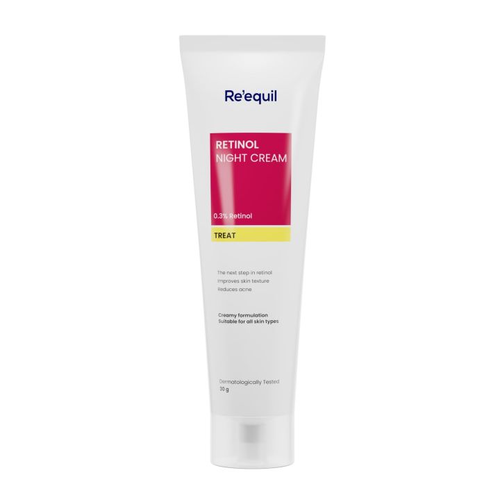 Re'equil 0.3% Retinol Night Cream, Improves Skin Texture, Reduces Acne, Unisex, For All Skin Types, 30gm