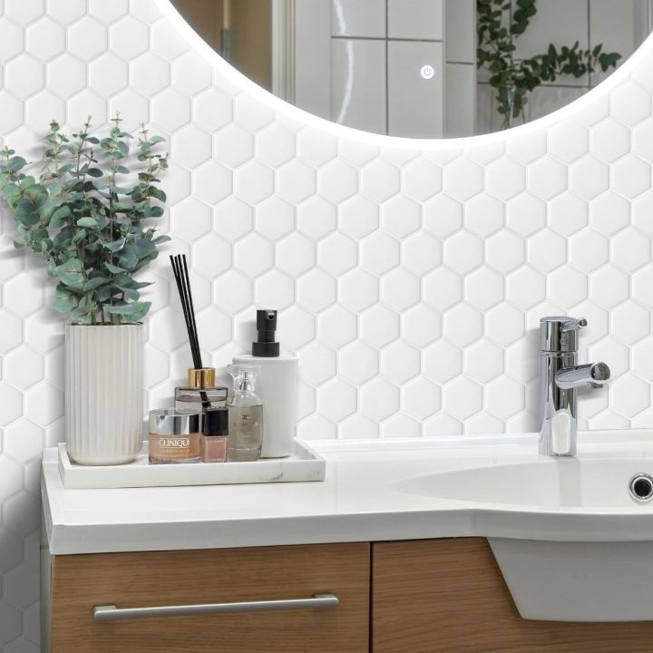 New Self-adhesive Peel and Stick Backsplash Hexagon Waterproof Wall ...