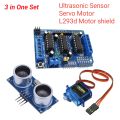 Arduino Uno Robot Kit Set For Ultrasonic Obstacle Avoiding Car With L293d Motor Shield Servo Motor Ultrasonic Sensor. 