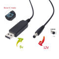 USB to DC Convert Cable 5V to 12V Voltage Step-Up Cable 5.5x2.1mm 1M. 