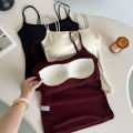 Autumn and winter new warm camisoles with chest pads and brushed warm camisoles Warm and brushed inner and outer wear slim thermal tops. 