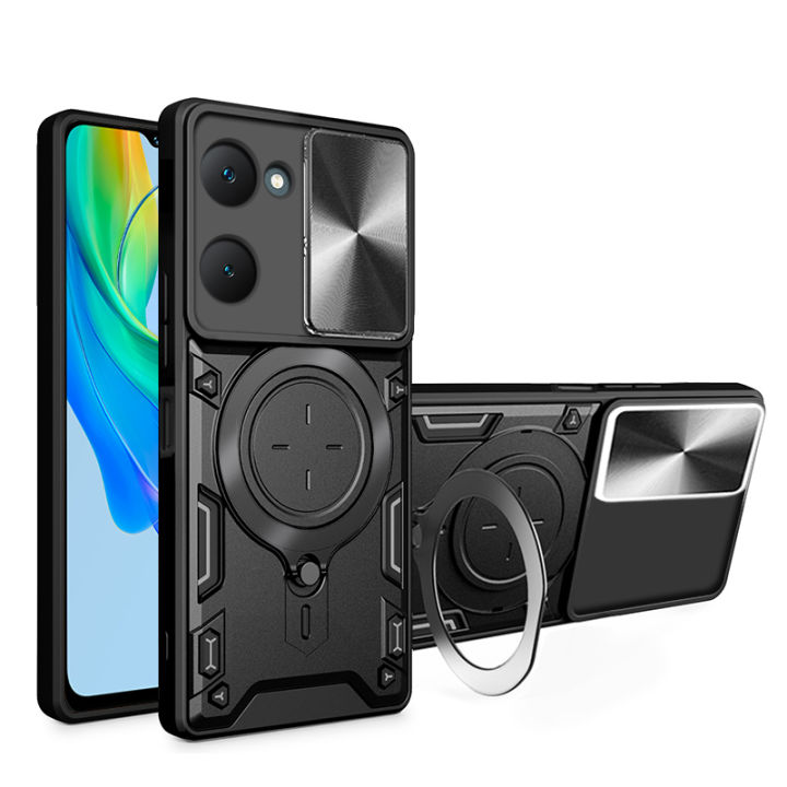 Vantime for vivo Y03 / Y03t / Y18 / Y18s / Y28s 4G 5G Sliding Cover Rugged Hard Shockproof Armor Back Casing