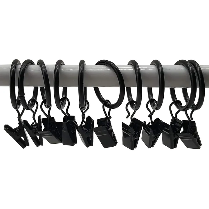 NAMUNY%2042%20Packs%20of%20Curtain%20Ring,%20with%20Clips,%20Decorative%20Curtains,%20Rust,%20Retro,%201%20Inch,%20Inner%20Diameter,%20Black%20-%20Image%203