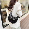 Dumpling Half Moon Shape Bag Large Capacity Sequin Crossbody Bag Sequin Chain for Dinner Party Daily Commute Outdoor Activities. 