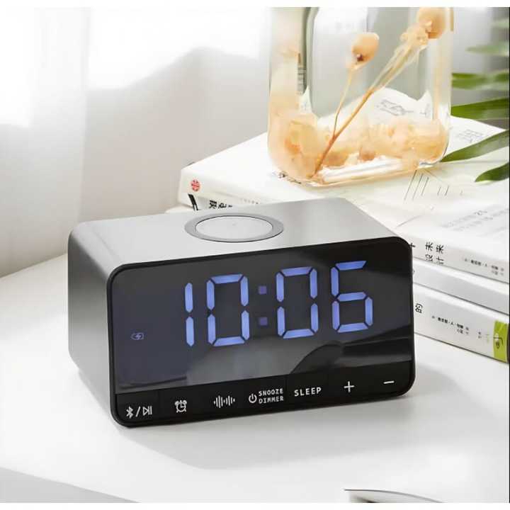 HV3 PRO (Hometime) Alarm Clock - Multi-Compatible Wireless Charging Bluetooth Speaker - Bluetooth 5.0, 15W Wireless Charging, Type-C & USB Ports