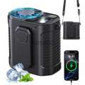 Portable Waist Fan, 10 Speed Fan with LED Light, Hands-Free Wearable Dual Clips Fans & Power Bank, for Camping, Outdoor, Jobsite. 
