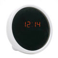 Mini Desktop Digital Clock LED Display Mirror Electronic Noiseless Table Alarm. 
