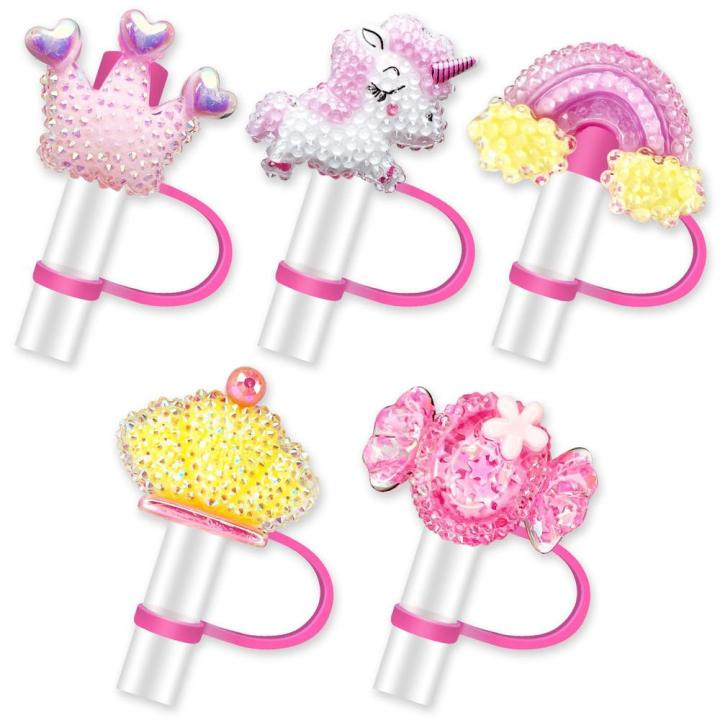 Food%20Grade%20Straw%20Cover%20Cap%20Compatible%20Glittering%20Cup%20Accessories%20Glittering%20Decorative%20Bling%20Straw%20Toppers%20for%20Outdoor%20Activities%20Summer%20Party%20Hiking%20-%20Image%203