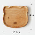 Wooden Tableware Cute Kitten Bear Solid Wood Bowl Cartoon Pattern Food Fruit Plate Tray Children Baby Serving Wooden Board. 