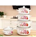 Indian 5 Pcs Ruibeitu Set of Casserol Dinner Serving Set With Ceramic Floral Coating. 