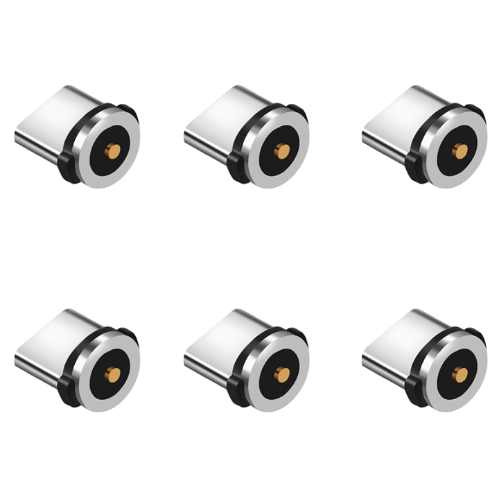 Sptrry6PC Round Magnetic Cable Plug 8 Pin Type-C Plugs Fast Charging Phone Magnet Charger Plug