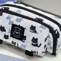 DUJU utensils storage student box office bag pencil case three-layer kawaii snow cat large capacity pencil case clip stationery school. 