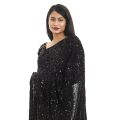 Black Sequence Saree With Sequence Blouse For Women. 