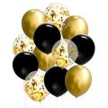 Metallic Gold Black & Confetti Mixed Paty Balloons - 50 Pcs. 