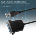 ZOROOM USB → printer parallel port 36pin male conversion cable Black. 