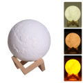 3D Magical Moon Lamp With Wooden Base USB LED Night Moonlight Gift Touch Sensor Color Changing Dimmable. 