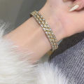 【Unlimited repurchase】Italian drawing craft woven carved gold bracelet women's exquisite trend high court style color separation micro inlay ring. 