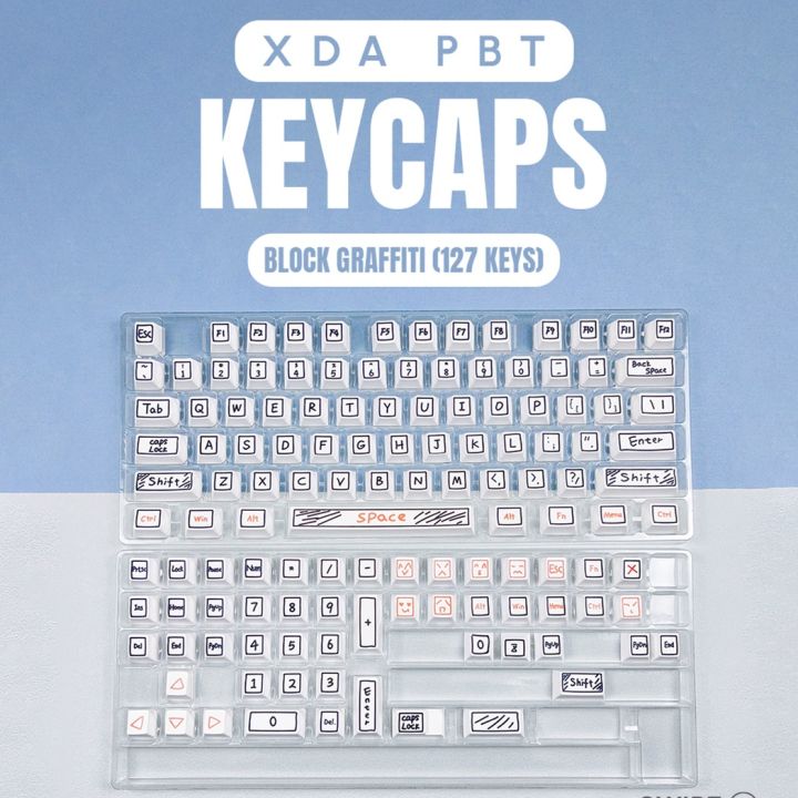 Block Graffiti Mechanical Keyboard Keycaps - XDA Profile - PBT Double Shot - Dye Sublimation Keycaps