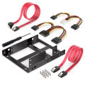 XT-XINTE 2.5 Inch to 3.5 Inch 2-Bay External HDD SSD Bracket Metal Mounting Kit Adapter Support With SATA Data Power Cables Set. 