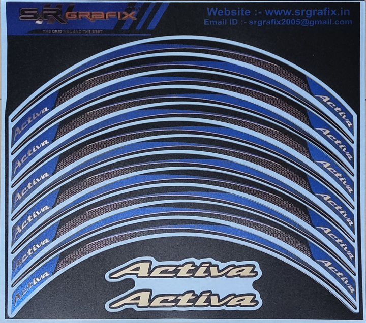 Activa Motorcycle Bike Rim Stripe Wheel Decal Tape Sticker, Multicolor ...